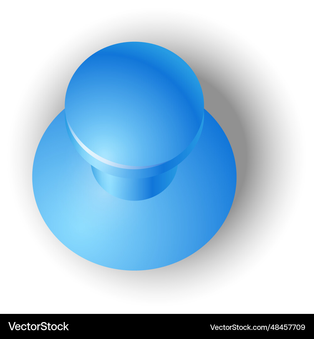 Blue pinned thumb tack mockup realistic push pin Blue pinned thumb tack mockup realistic push pin vector image