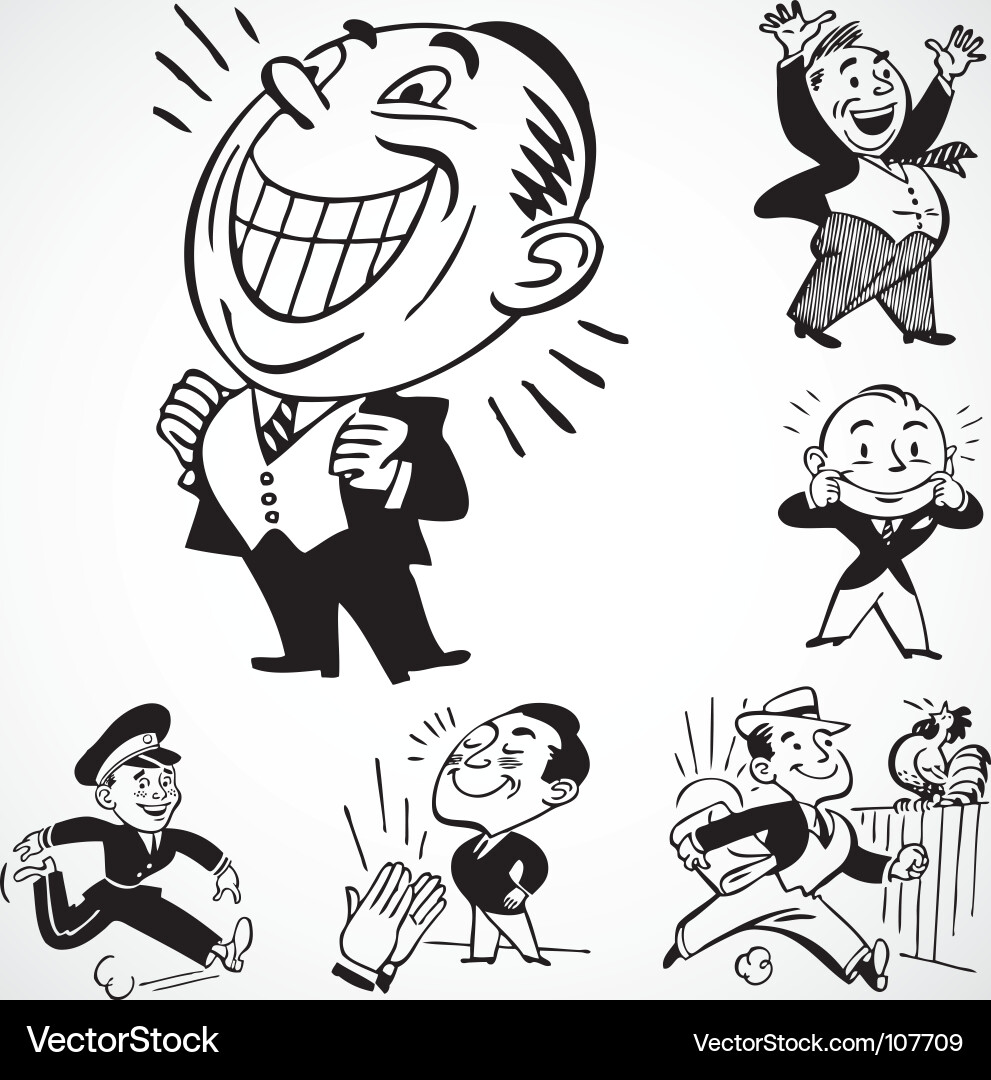 Cheerful Men Illustrations Vector Image
