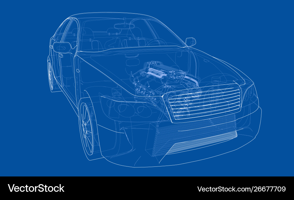 Concept car rendering 3d Concept car rendering 3d Vector Image