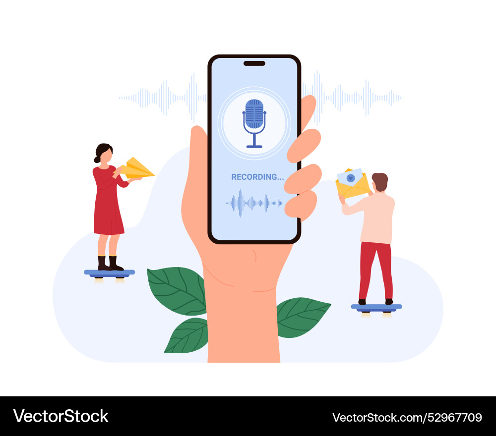 Creating voice messages on mobile devices concept Creating voice messages on mobile devices concept Vector Image