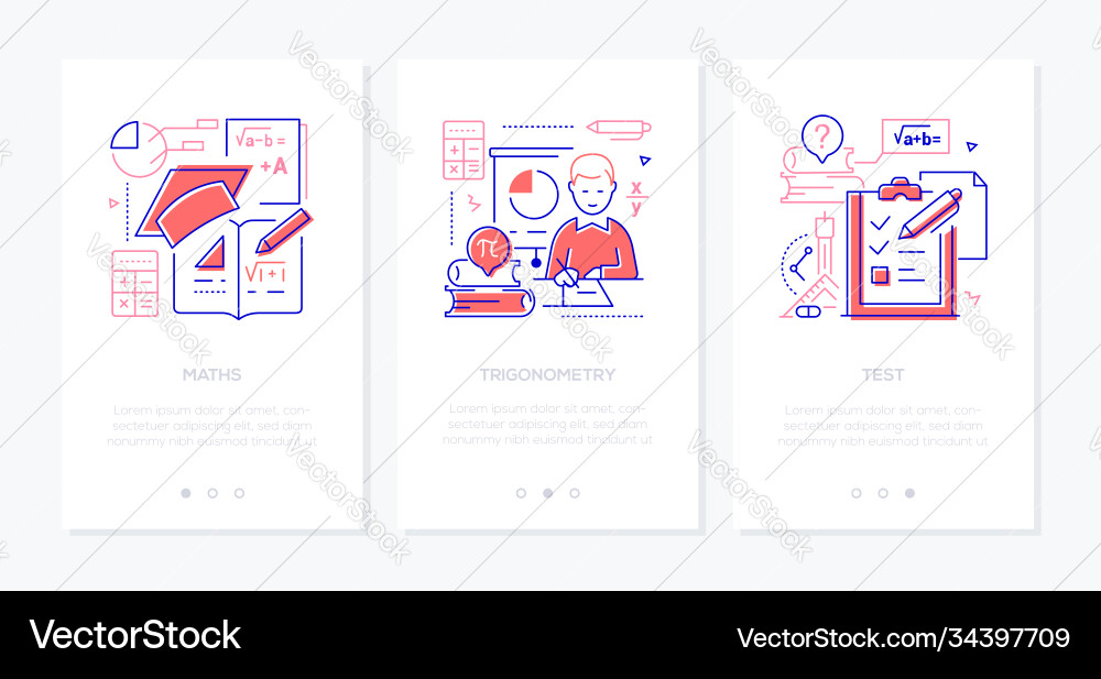 Mathematics - line design style web banners Mathematics - line design style web banners Vector Image