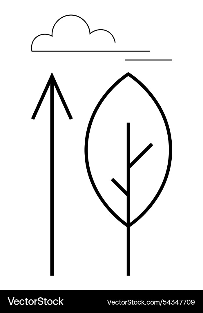 Minimalist tree and cloud with arrow vector image