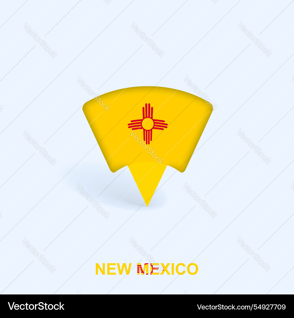 New mexico flag map pointer design with shadow vector image