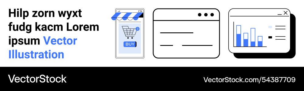 Online shopping and data analytics elements for e Vector Image