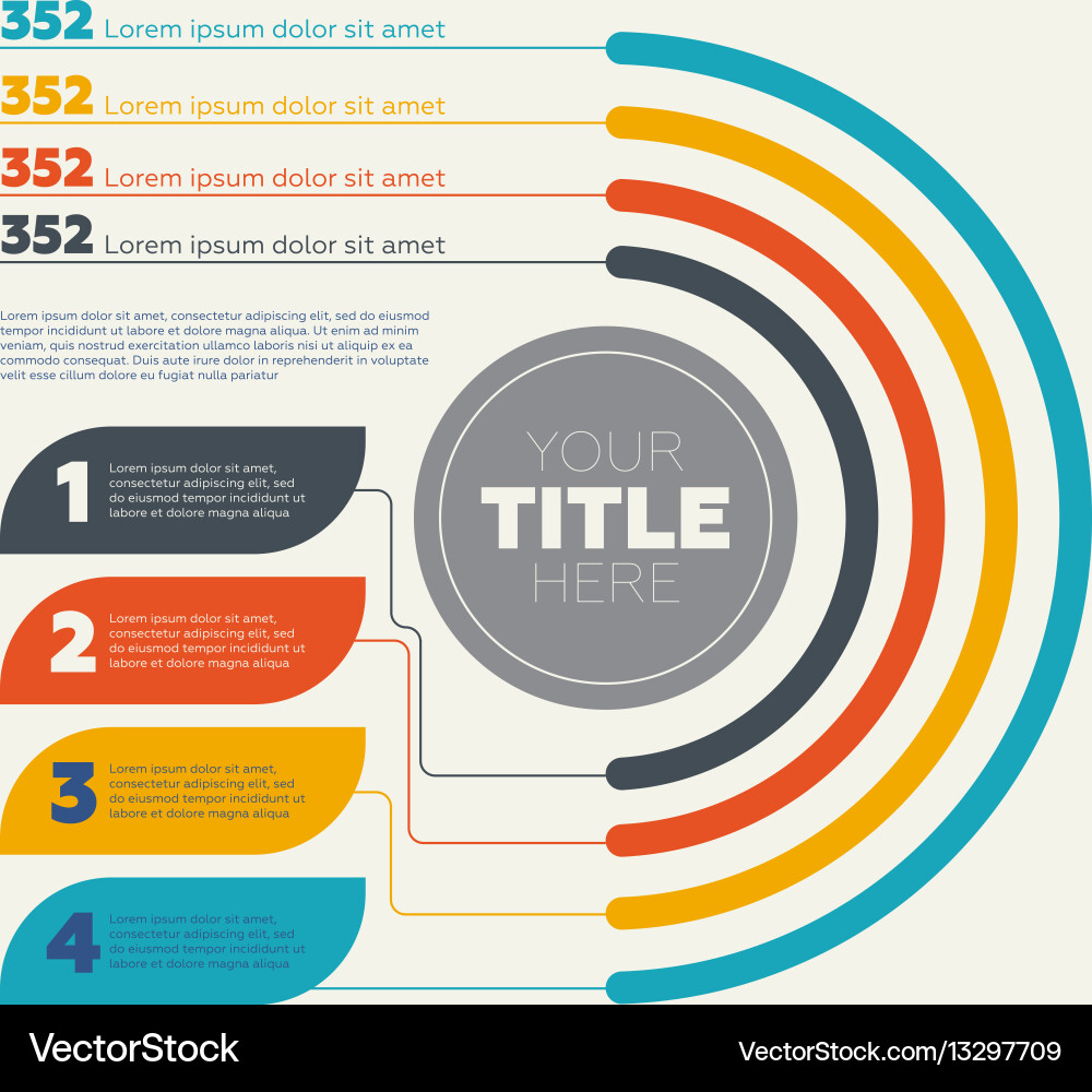 Pie chart 4 steps and circle header vector image