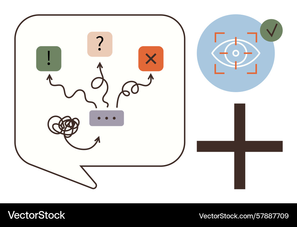 Problem-solving process with decision paths eye vector image