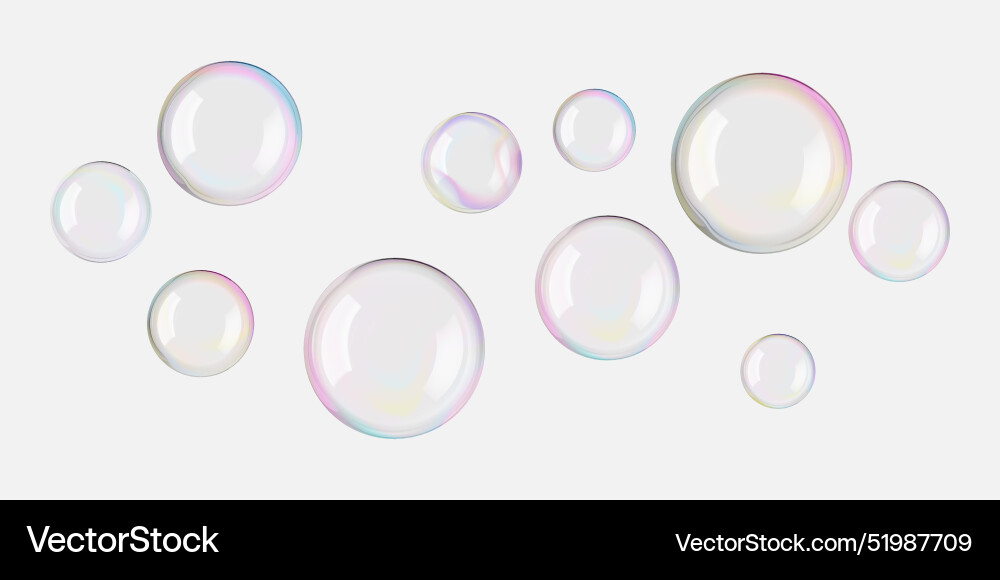 Soap bubbles float 3d on white background glossy Soap bubbles float 3d on white background glossy vector image
