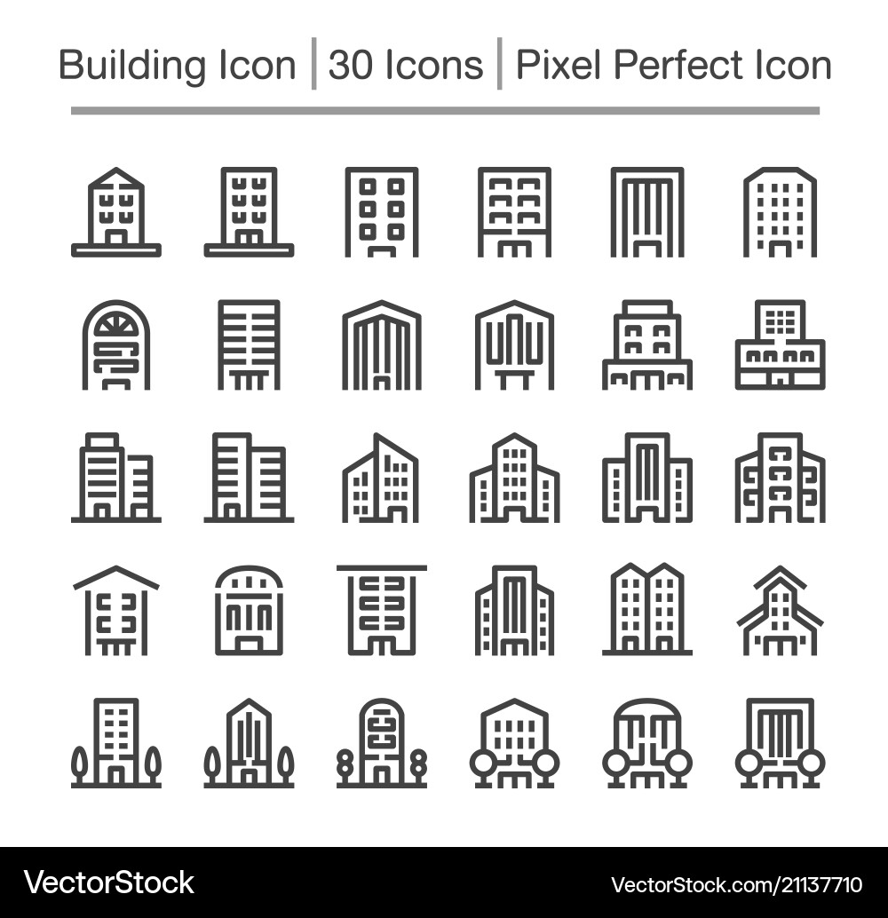 Building Icons - Line Style vector image
