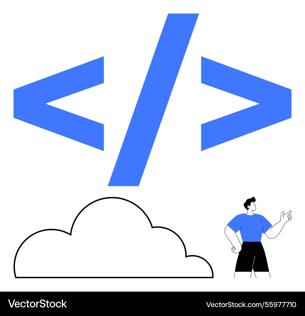 Coding Konzept mit Cloud und Programmierer Coding Konzept mit Cloud und Programmierer vektorbild