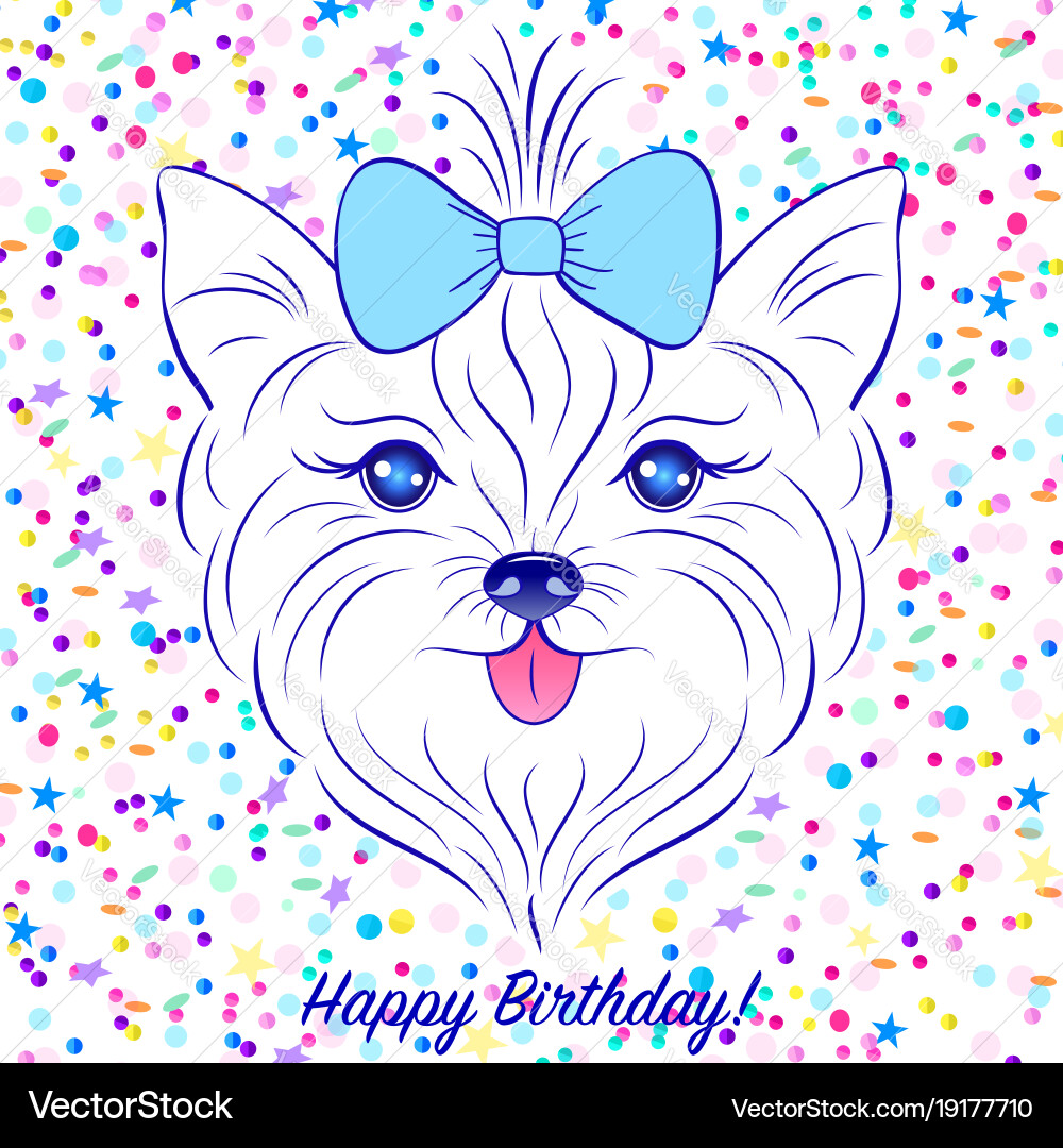 Cute Yorkshire Terrier Puppy Portrait Vector Image