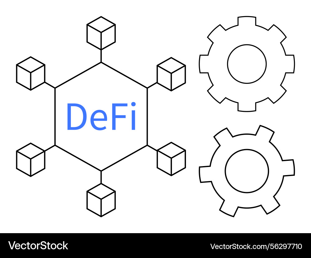 Decentralized finance network with blockchain Decentralized finance network with blockchain vector image