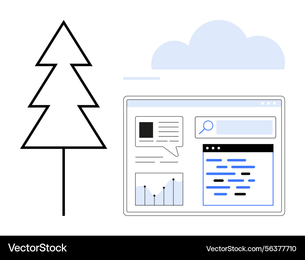Digital interface with data graphics and cloud Vector Image