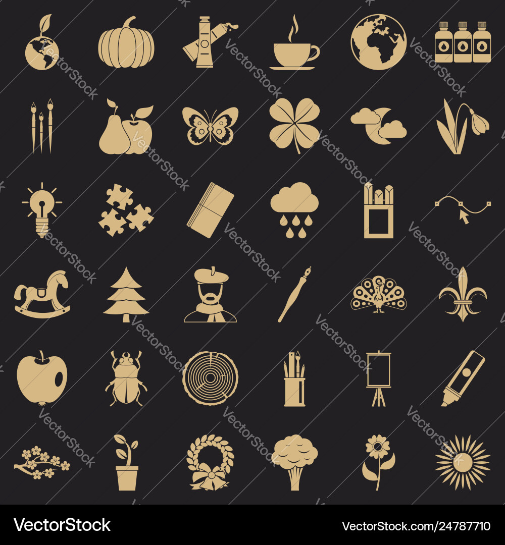 Eco Art Icons setzen einfachen Stil Eco Art Icons setzen einfachen Stil vektorbild