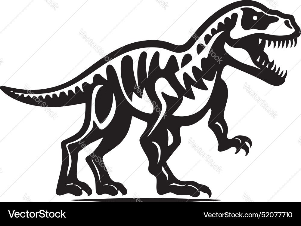 Fossilized tyrant t rex skeleton icon design vector image