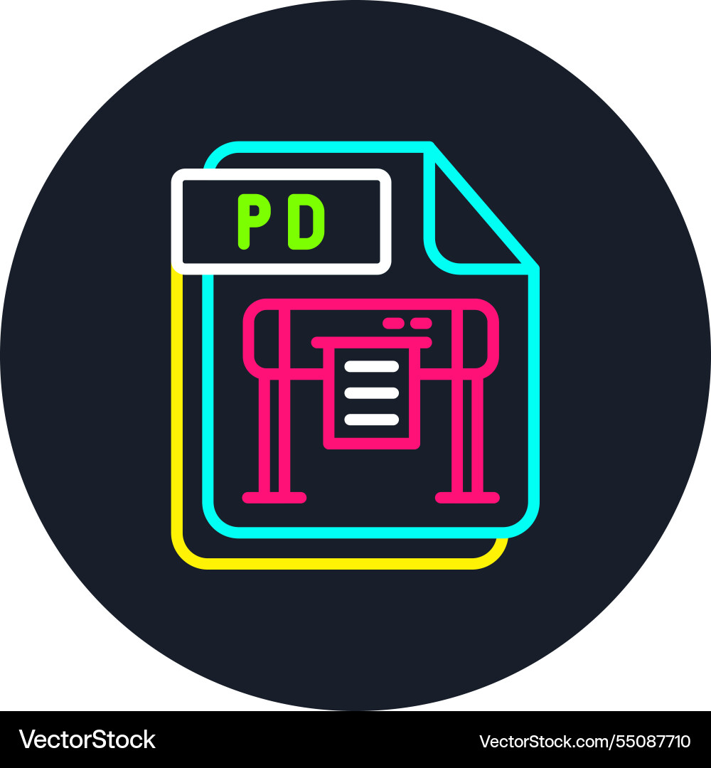 Pd line multi color icon Vector Image