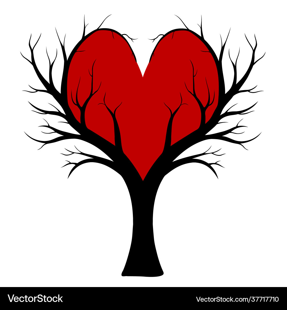 Red heart shaped tree Royalty Free Vector Image