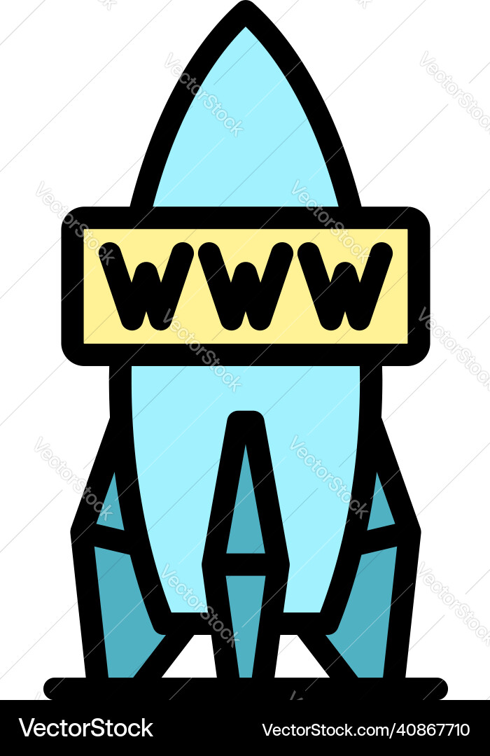 Rocket internet speed icon color outline Rocket internet speed icon color outline vector image