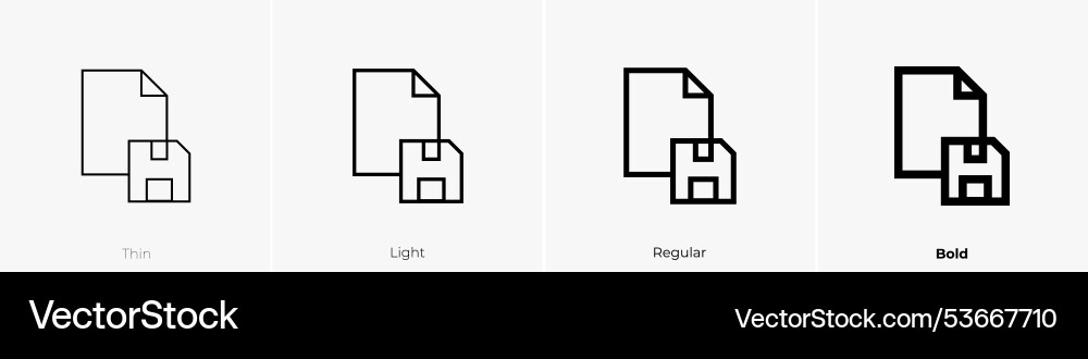 Save file icon thin light regular and bold style Save file icon thin light regular and bold style vector image