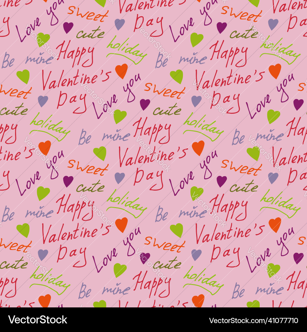 Seamless pattern with red text valentines day Seamless pattern with red text valentines day vector image