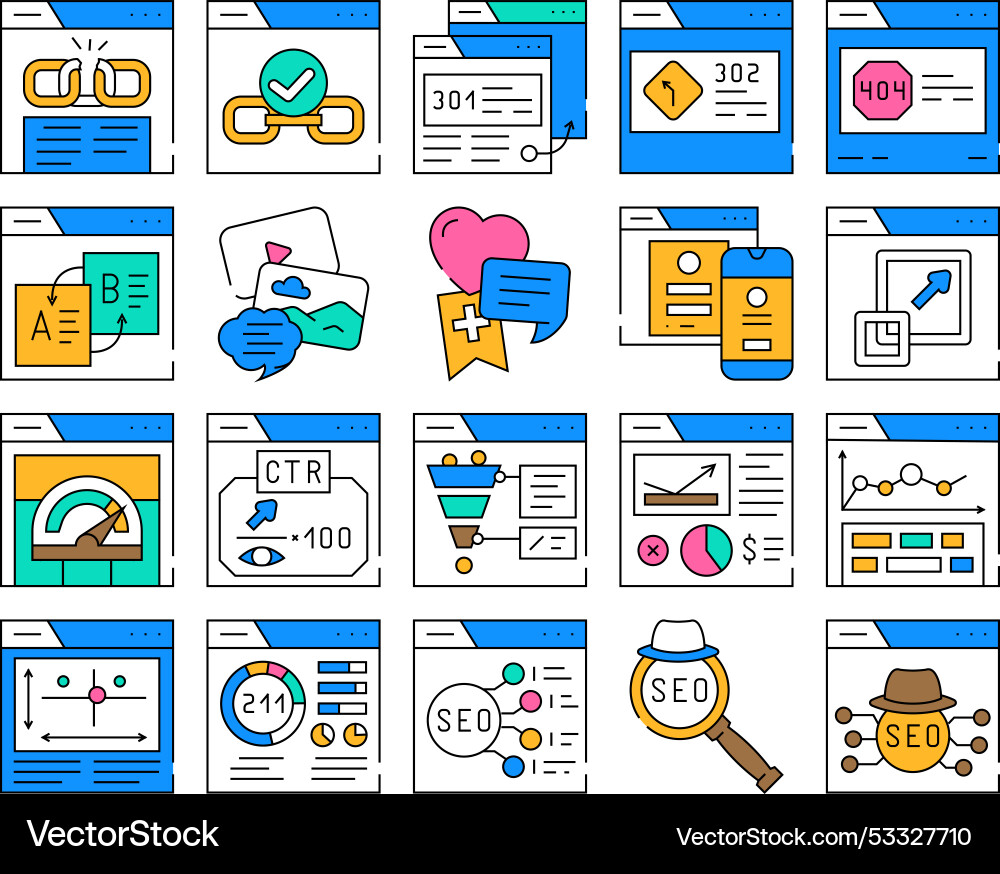 Seo web tech business digital icons set Seo web tech business digital icons set vector image
