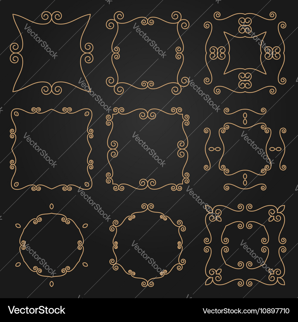 Set of decorative frames and borders mono line Vector Image