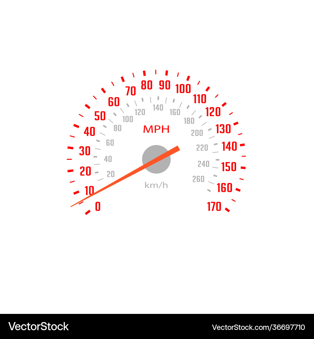 Speedometer car gauge scale speed with mph dial Vector Image