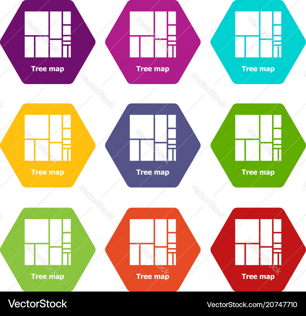 Tree map icons set 9 Tree map icons set 9 vector image