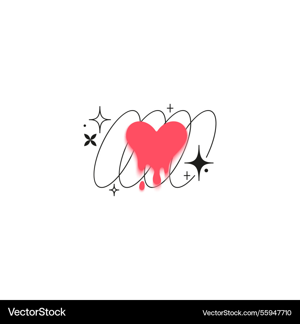 Y2k liquid red heart shape with gradient Y2k liquid red heart shape with gradient vector image