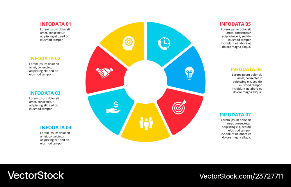 7 Part Circle Infographic Element vector image