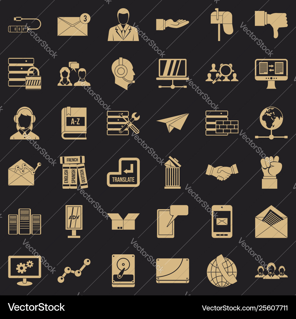 Cooperation icons set simple style Cooperation icons set simple style Vector Image
