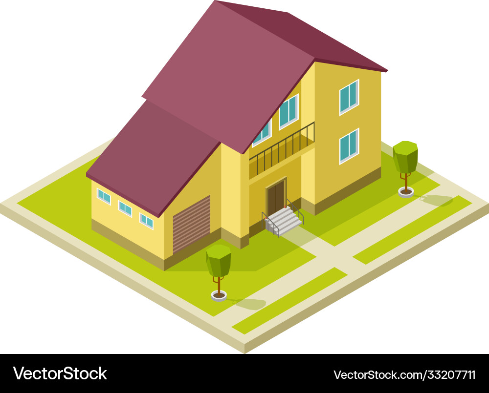 Family house rural home exterior with garage Family house rural home exterior with garage vector image