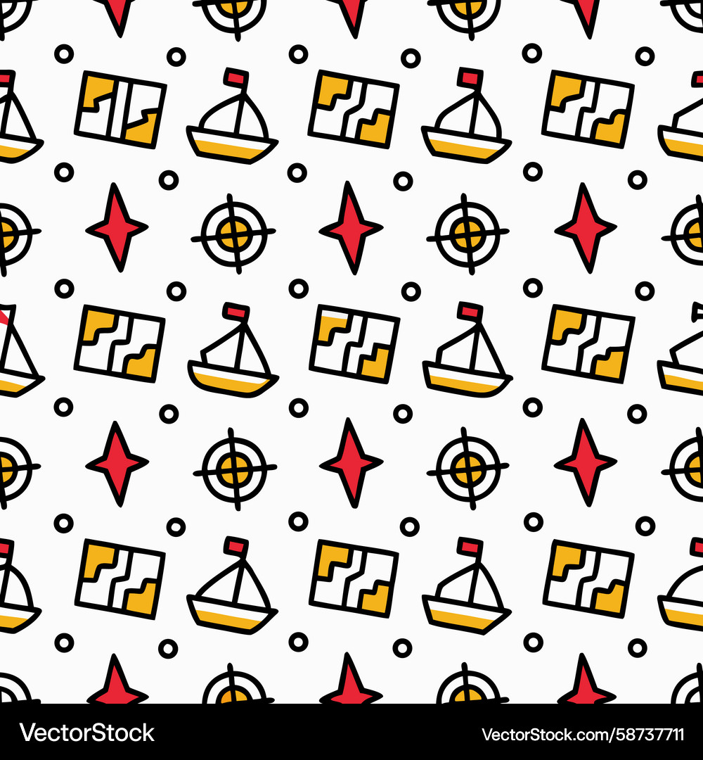 Nautical Pattern - Boats & Navigation Vector Image