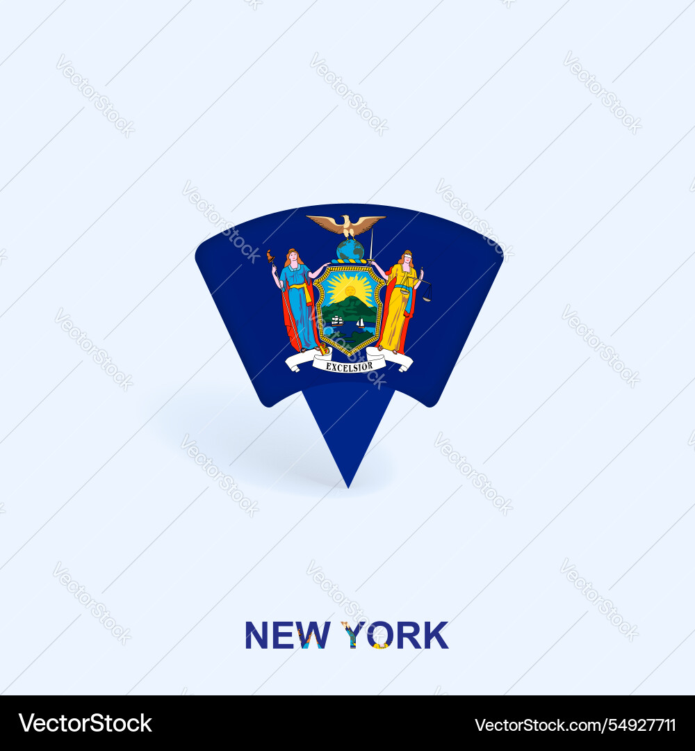 New york flag map pointer design mit Schatten New york flag map pointer design mit Schatten vektorbild