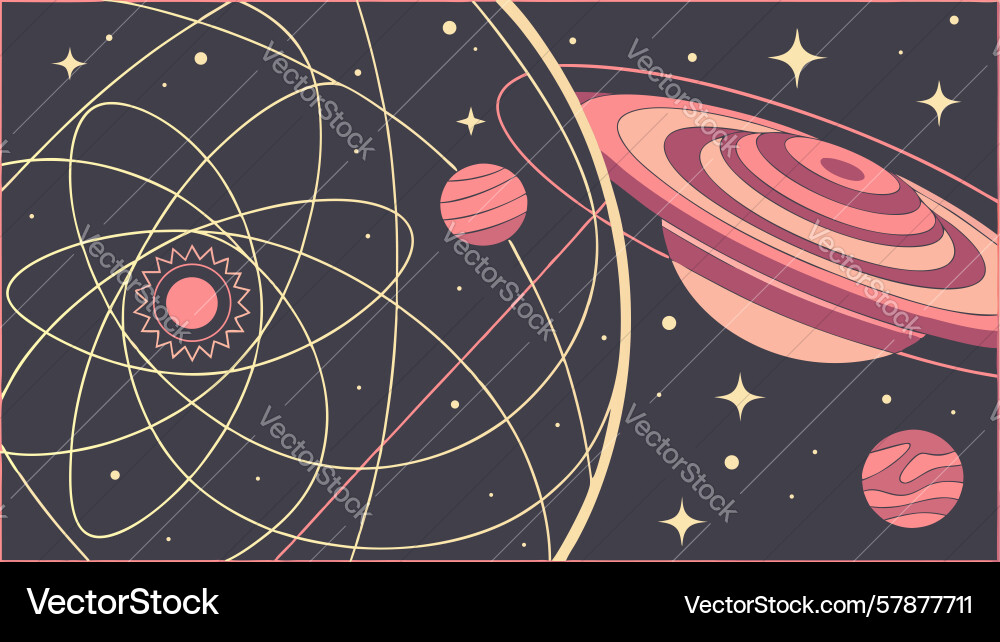 Orbits planets cosmic system abstract design Vector Image