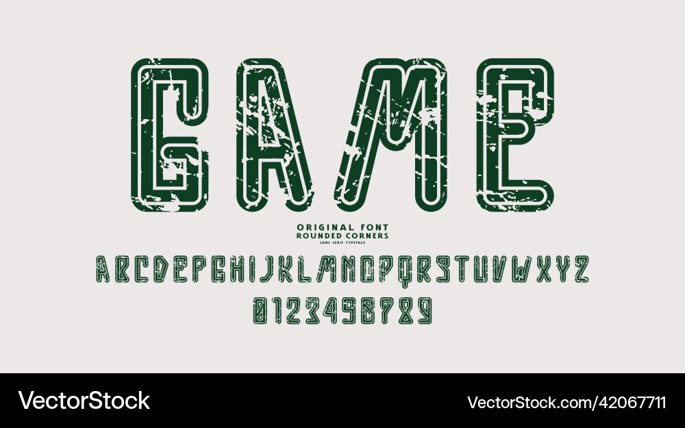Sans serif font with rounded corners and contour Sans serif font with rounded corners and contour vector image