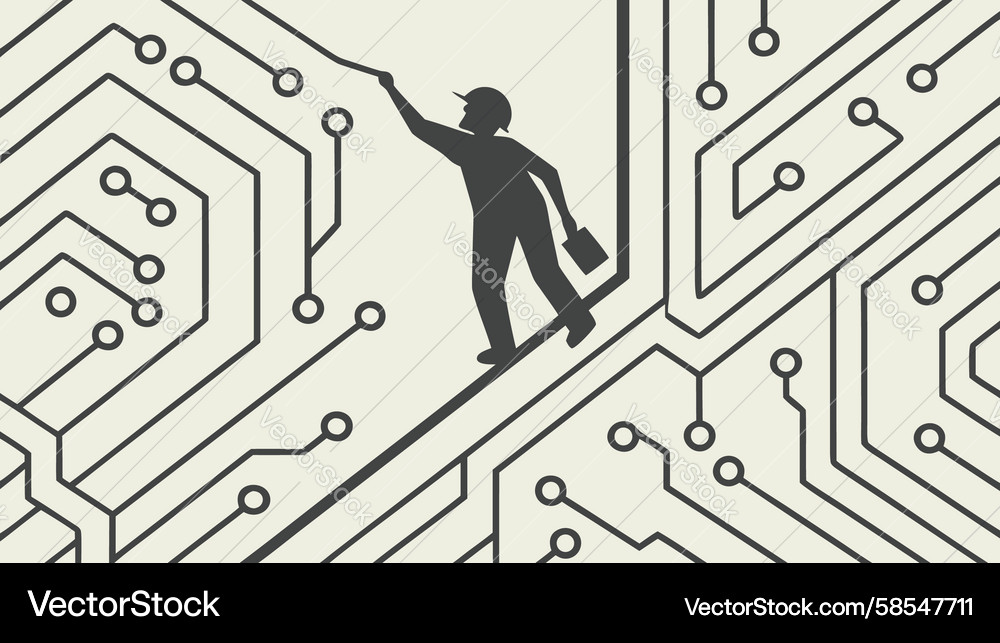 Tech Ascent: Digital Challenge Vector Image