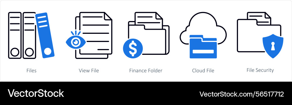 A set of 5 files icons as file view finance vector image
