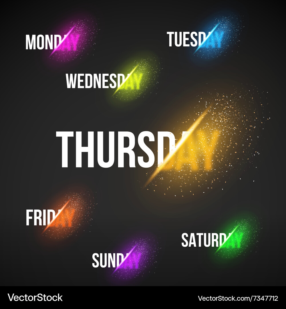 Calendar week days with explosion effect Vector Image