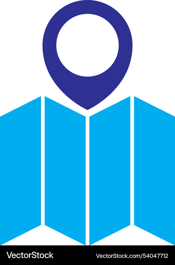 Folded map and navigation pin vector image
