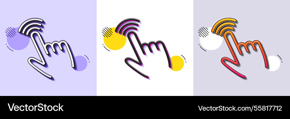 Hand cursor line icon click action sign halftone Hand cursor line icon click action sign halftone vector image