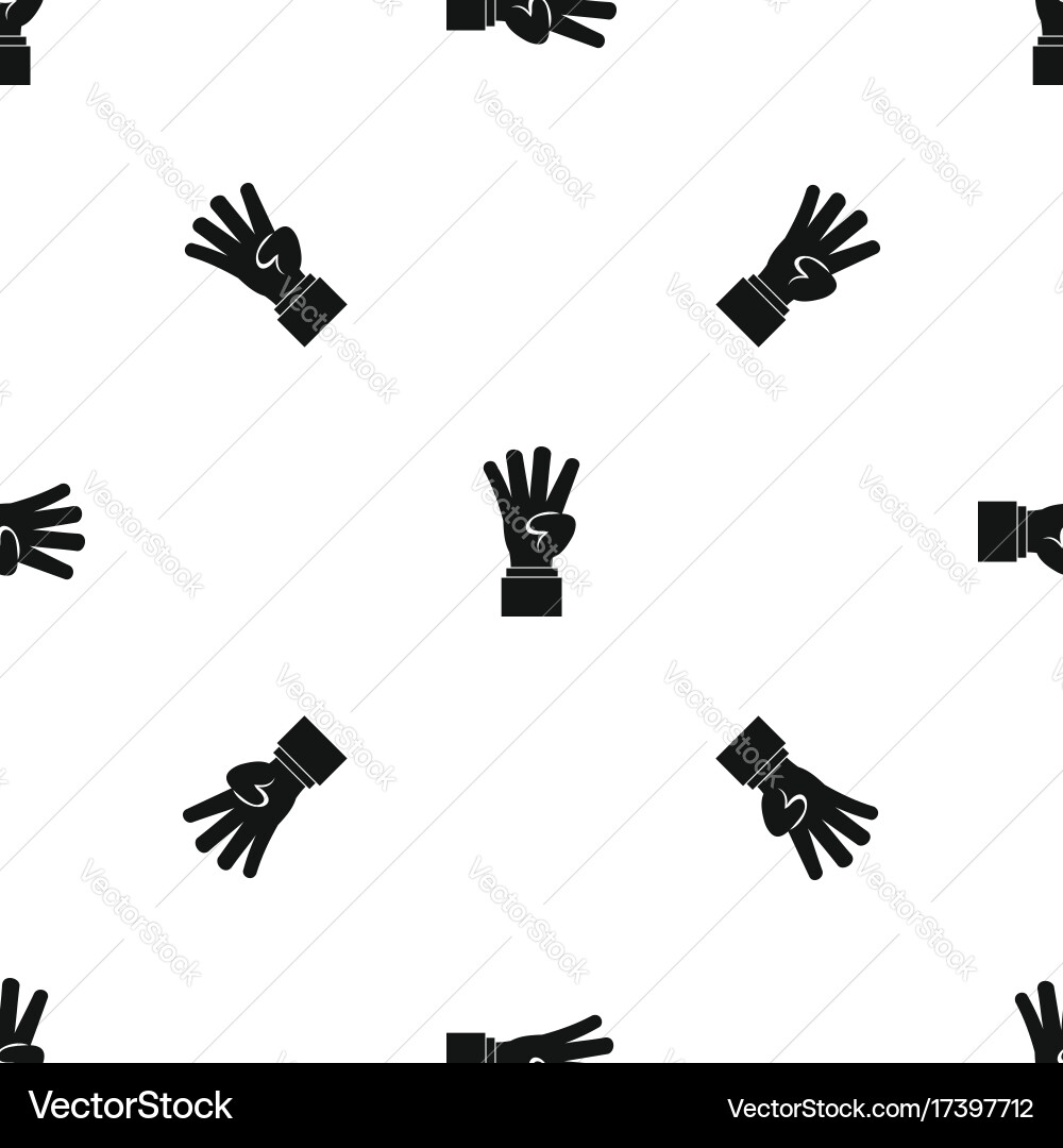 Hand showing number four pattern seamless black Vector Image