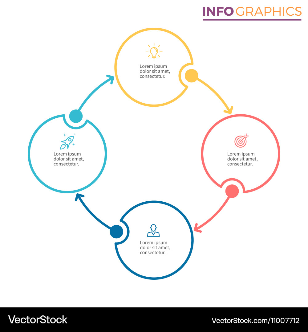 Linear infographics chart with 4 steps options vector image