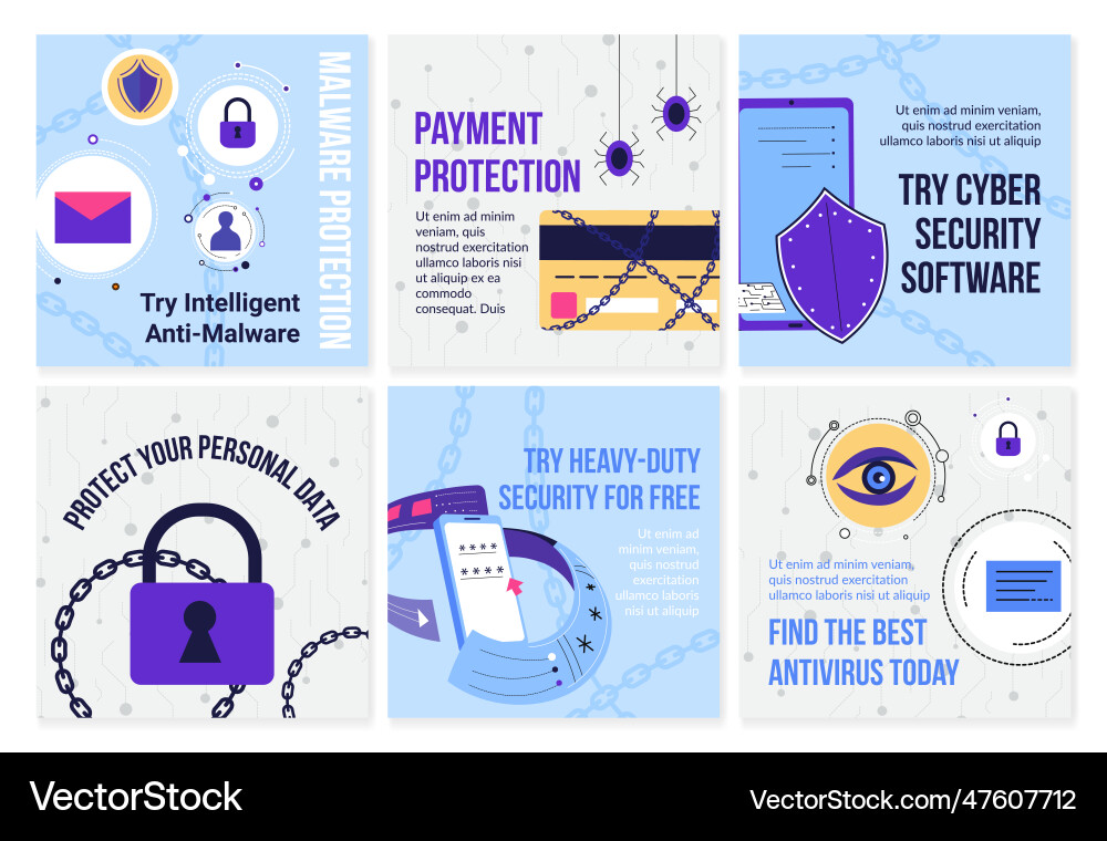 Network post collection for cyber security app Network post collection for cyber security app vector image