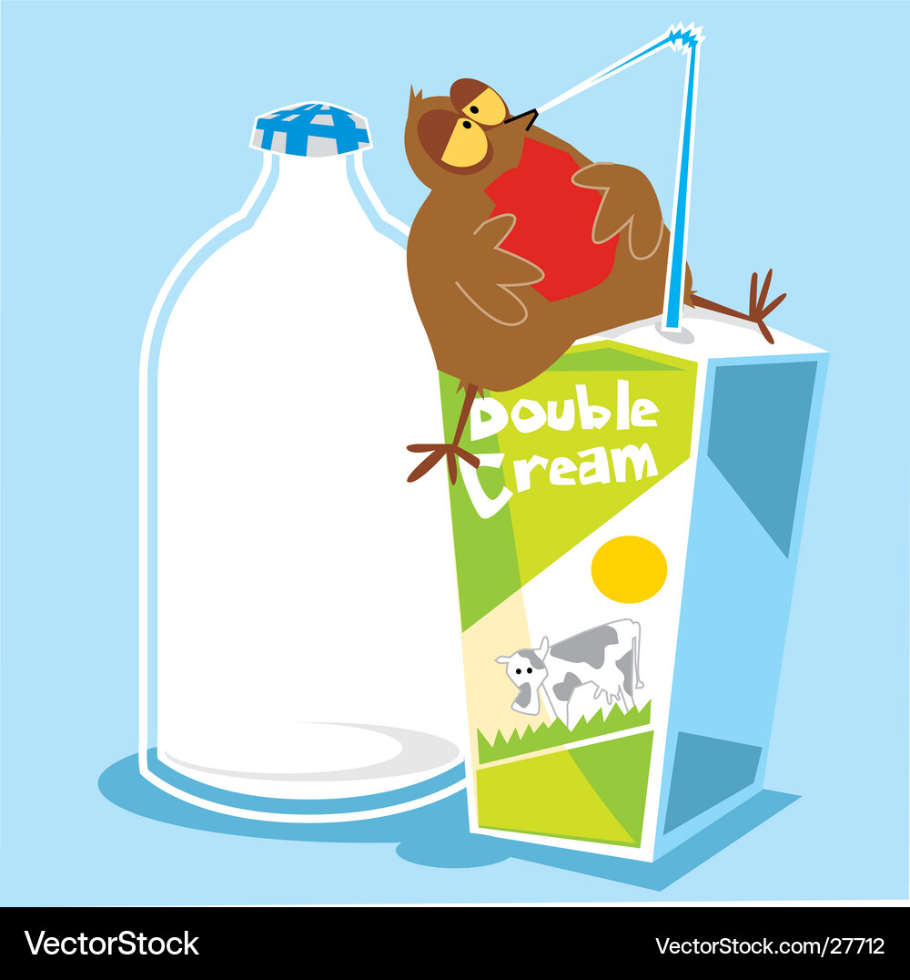 Robin on Milk and Cream Vector Image