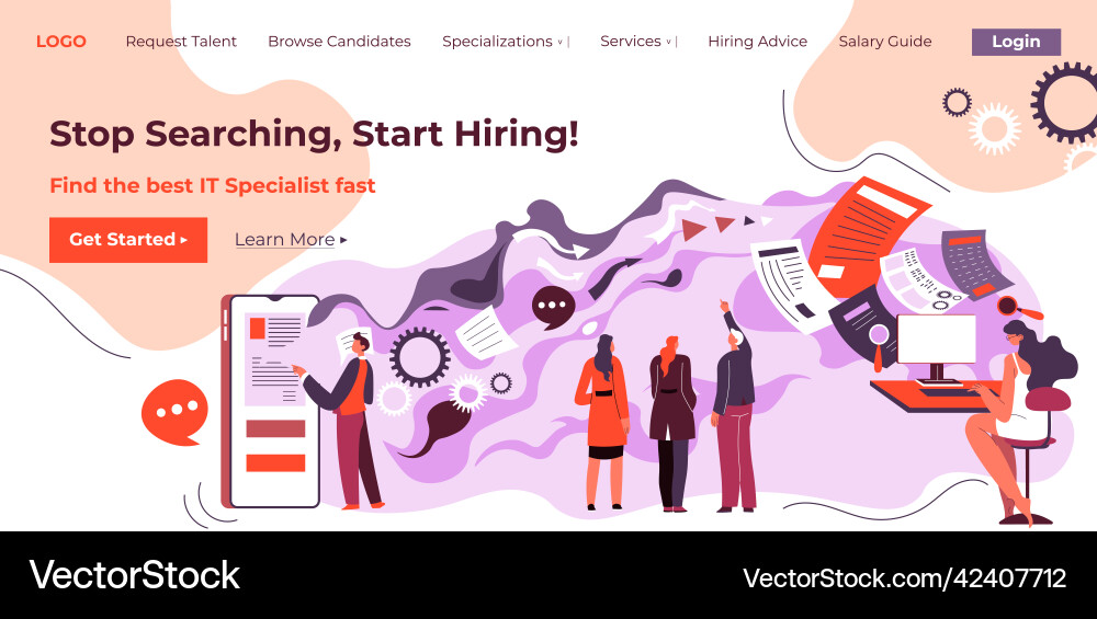 Stop searching start hiring find best it worker Stop searching start hiring find best it worker vector image