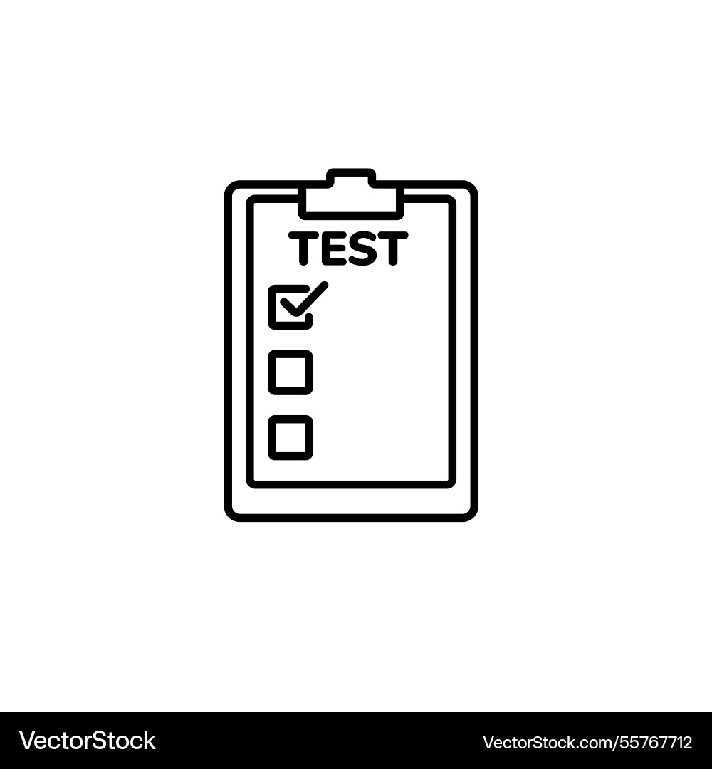Test checklist with checkmark symbol on clipboard vector image