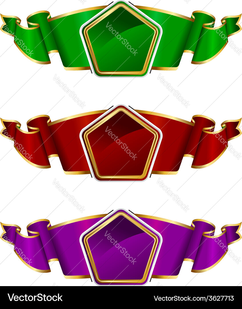 Collection frame with ribbon in 3 color Vector Image
