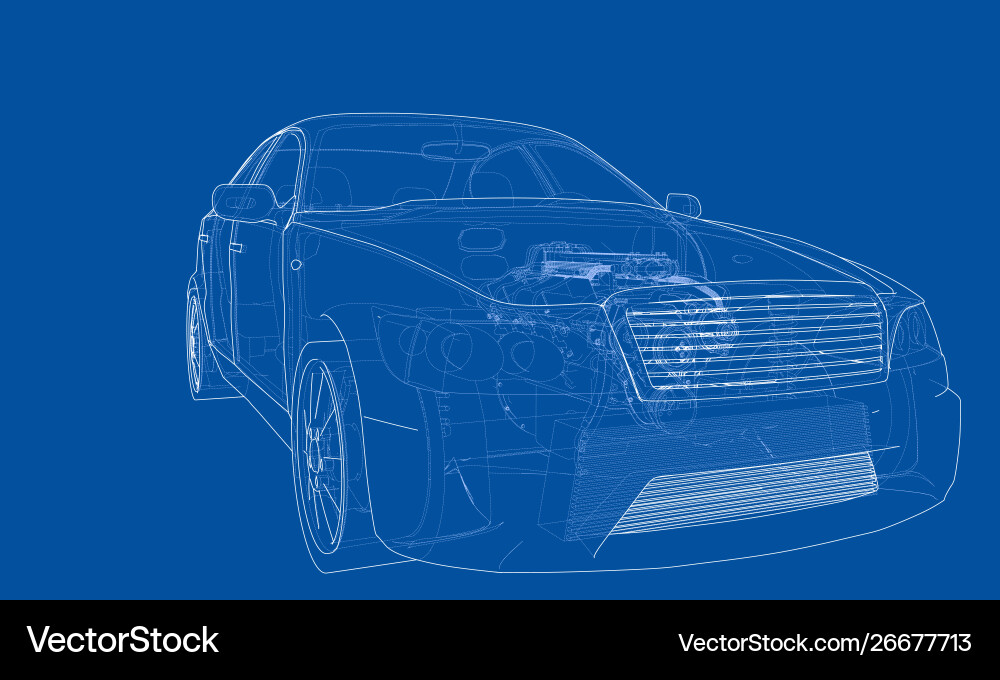 Concept car rendering 3d Vector Image