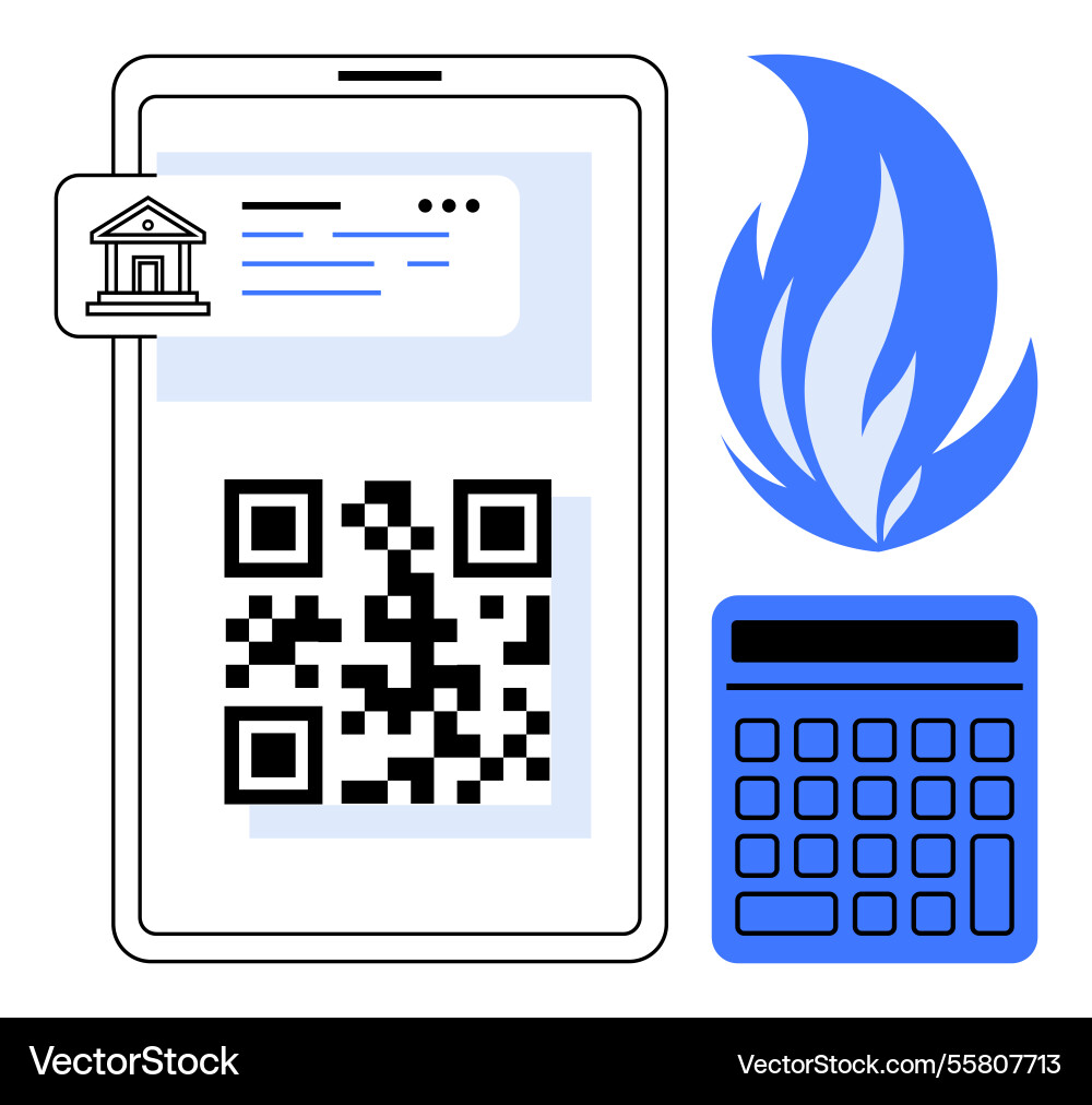 Digital qr code payment with bank notification vector image