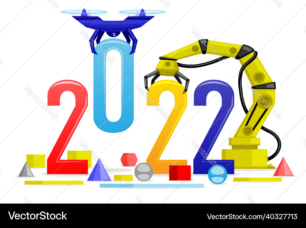 Drone and robot on white background Vector Image